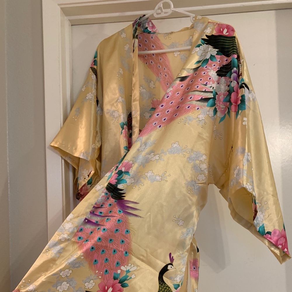 Gold shimmery satin changing robe